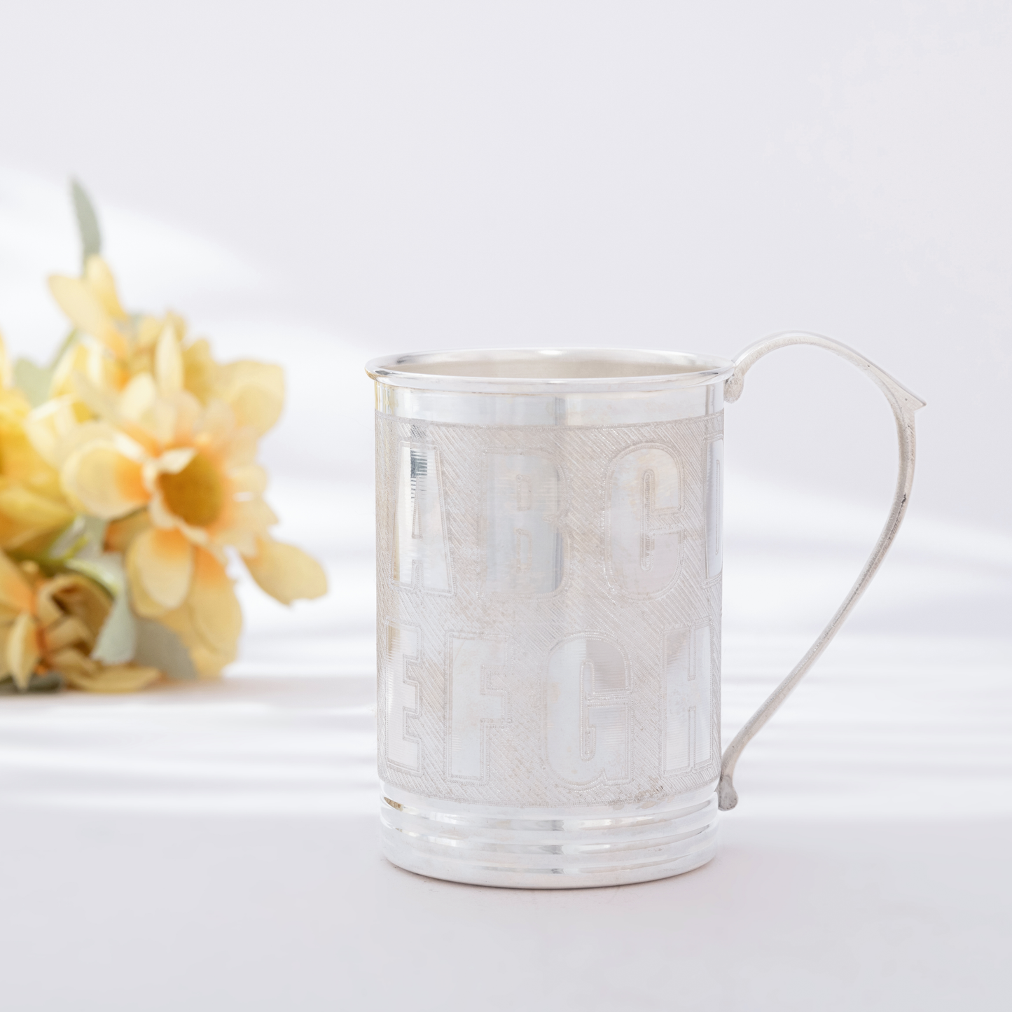 Gleaming Silver Baby Cup with Minnie Mouse Engraving