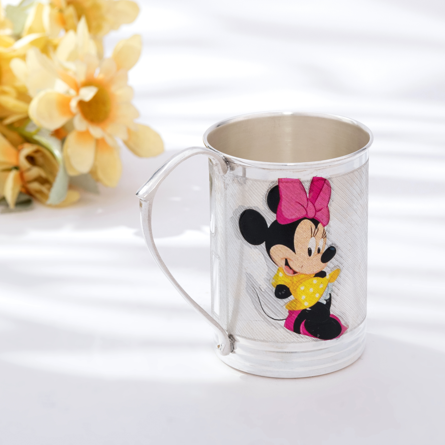 Gleaming Silver Baby Cup with Minnie Mouse Engraving