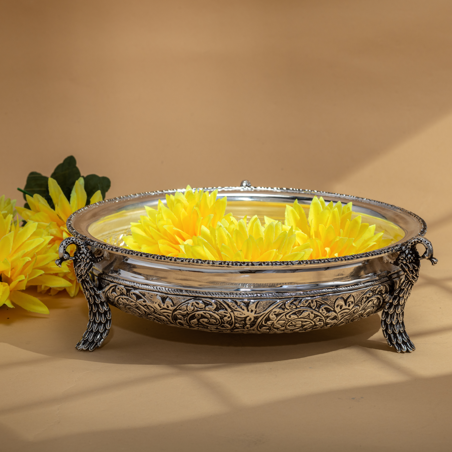 Exquisite Traditional Silver Urli in Antique Finish
