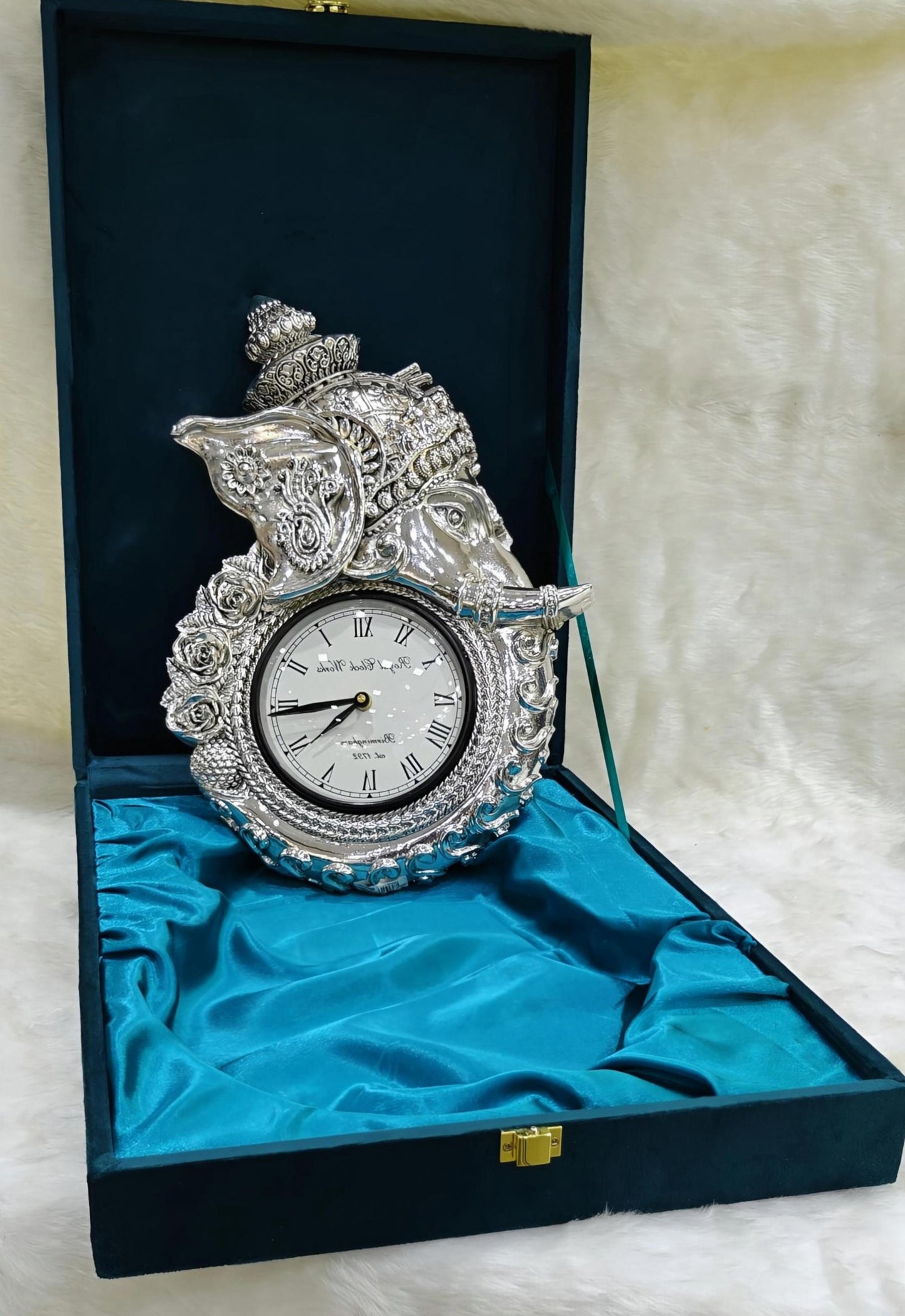 Silver Ganesha Wall Clock