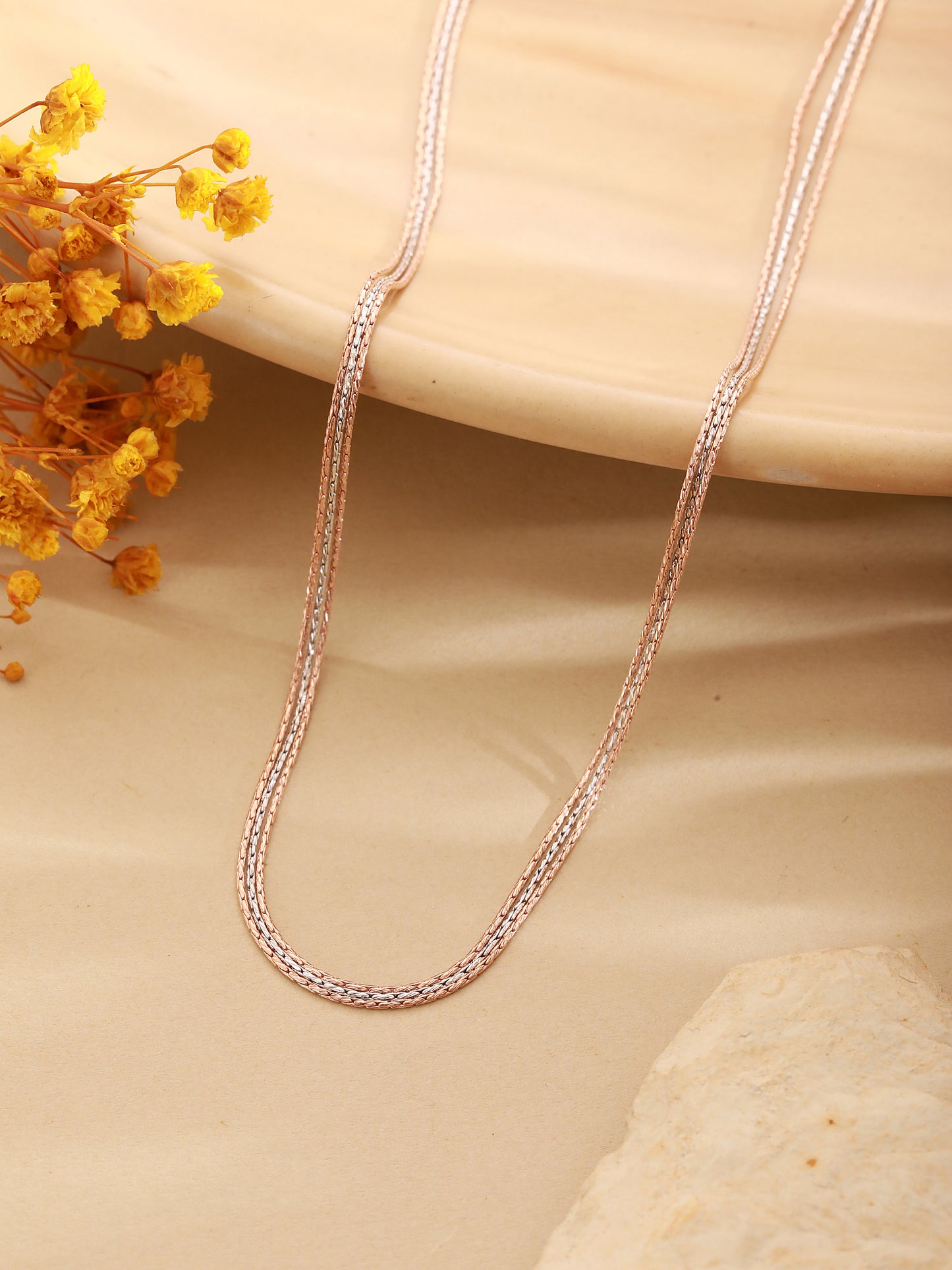 925 Two-tone Rose Gold Silver Chain