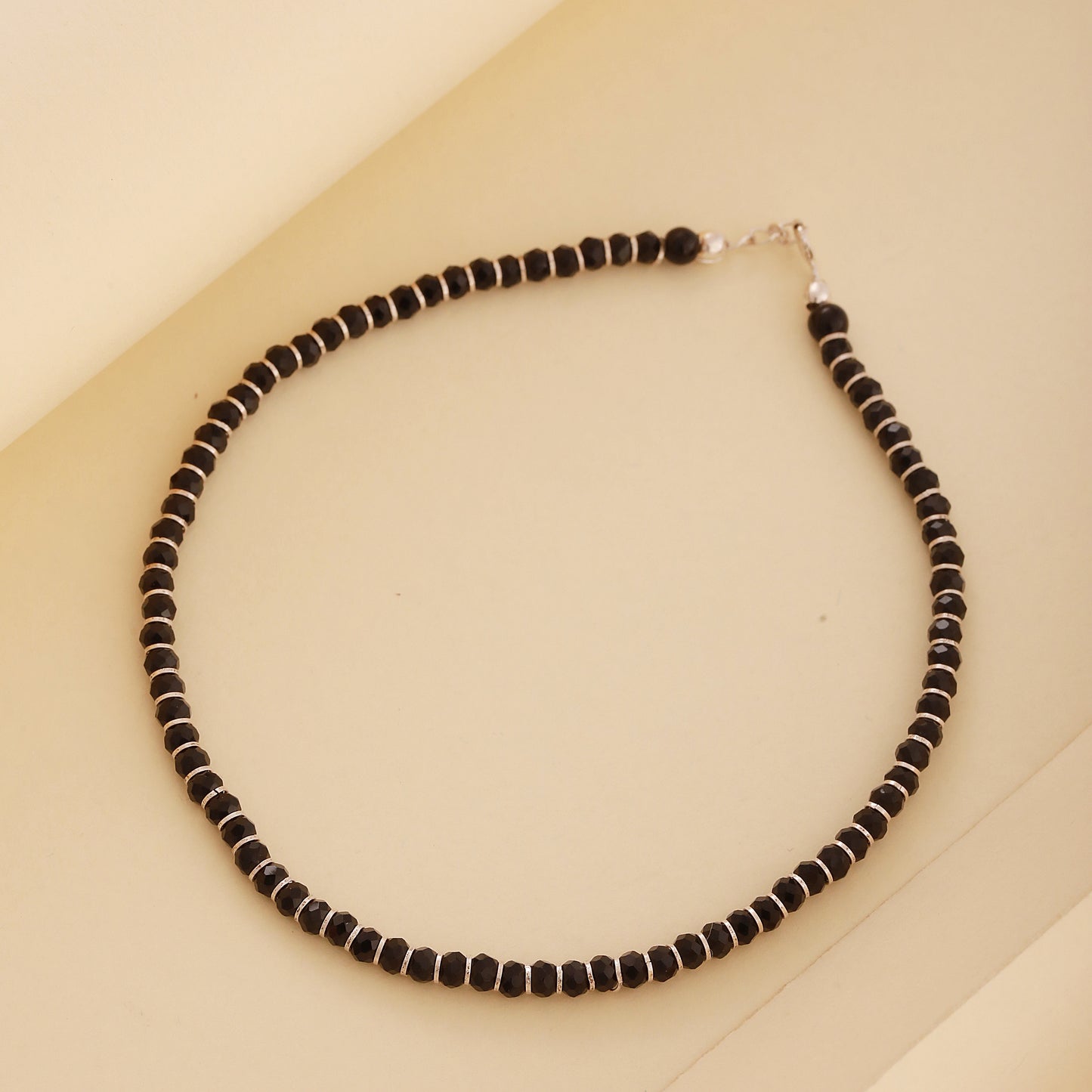 925 Black Beaded Sterling Silver Anklet
