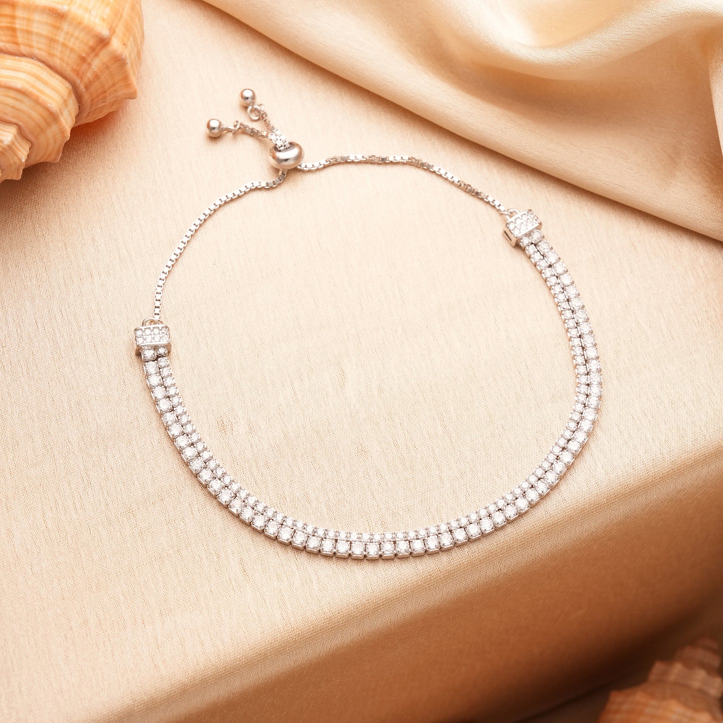 Radiant Dual Line 925 Silver CZ Bracelet