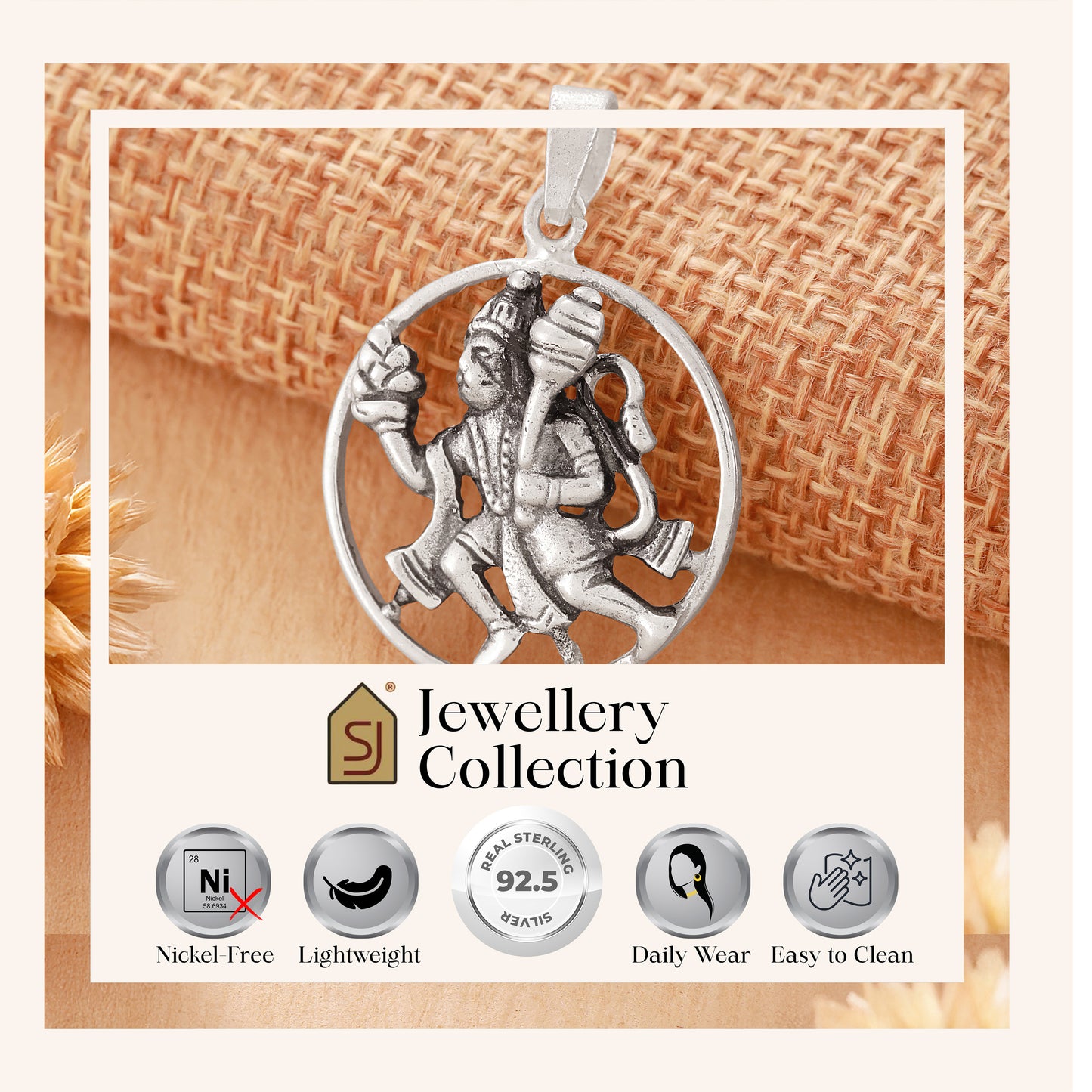 925 Silver Bajrangbali Pendant