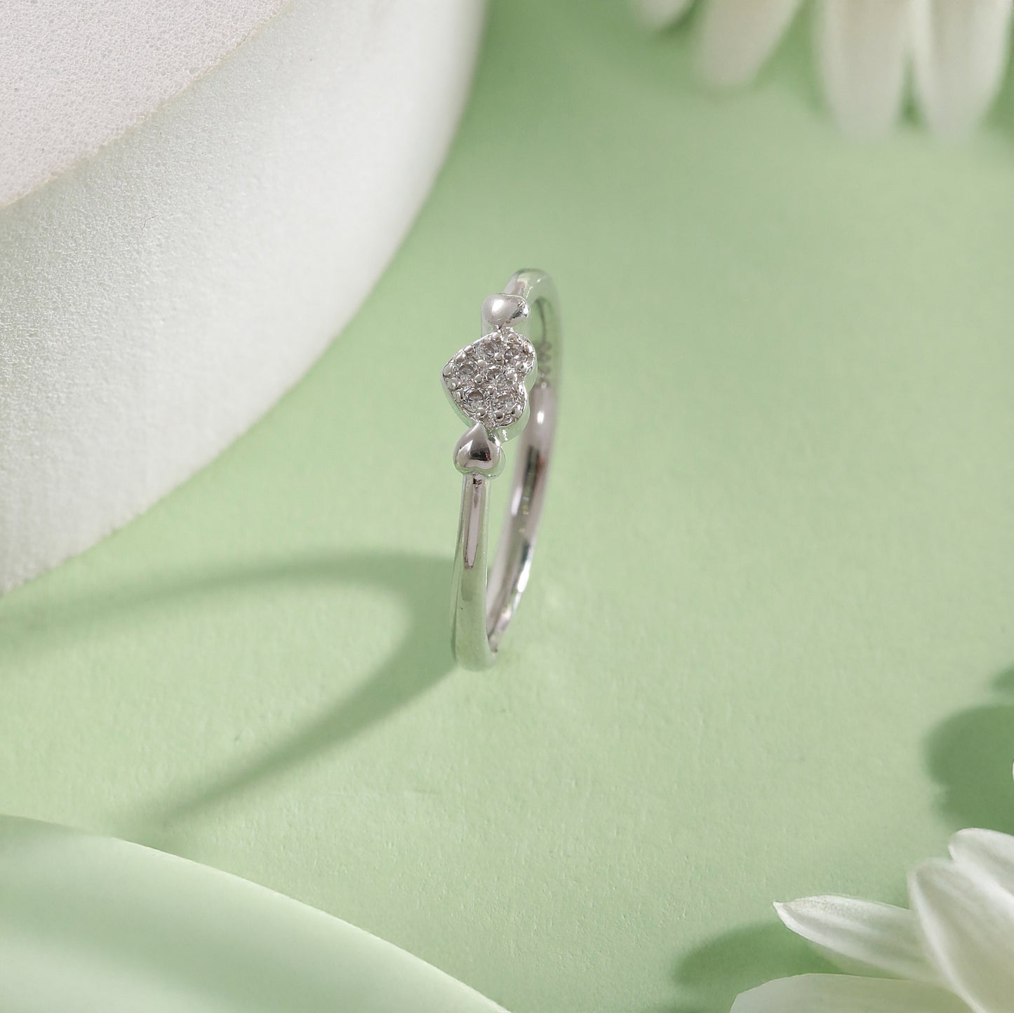 925 Silver Ring with Delicate Hearts