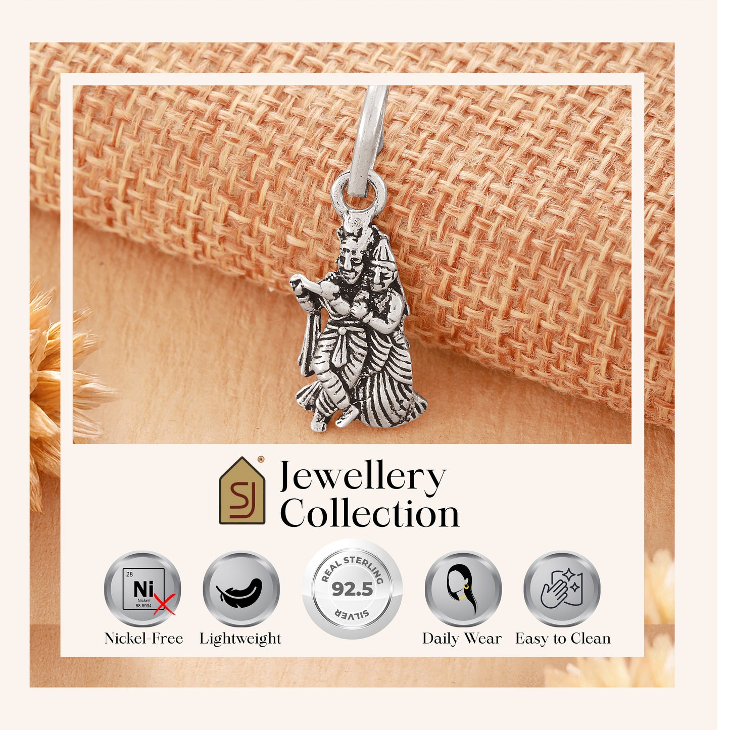 925 Sterling Silver Radha Krishna Pendant