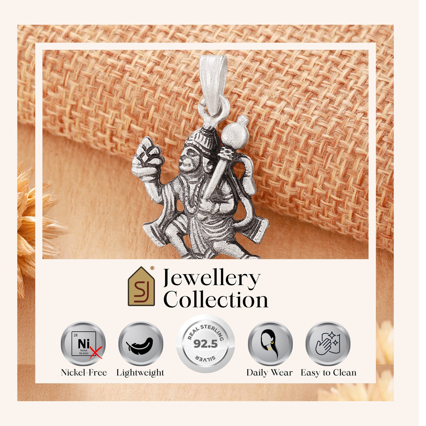925 Sterling Silver Hanuman ji Pendant