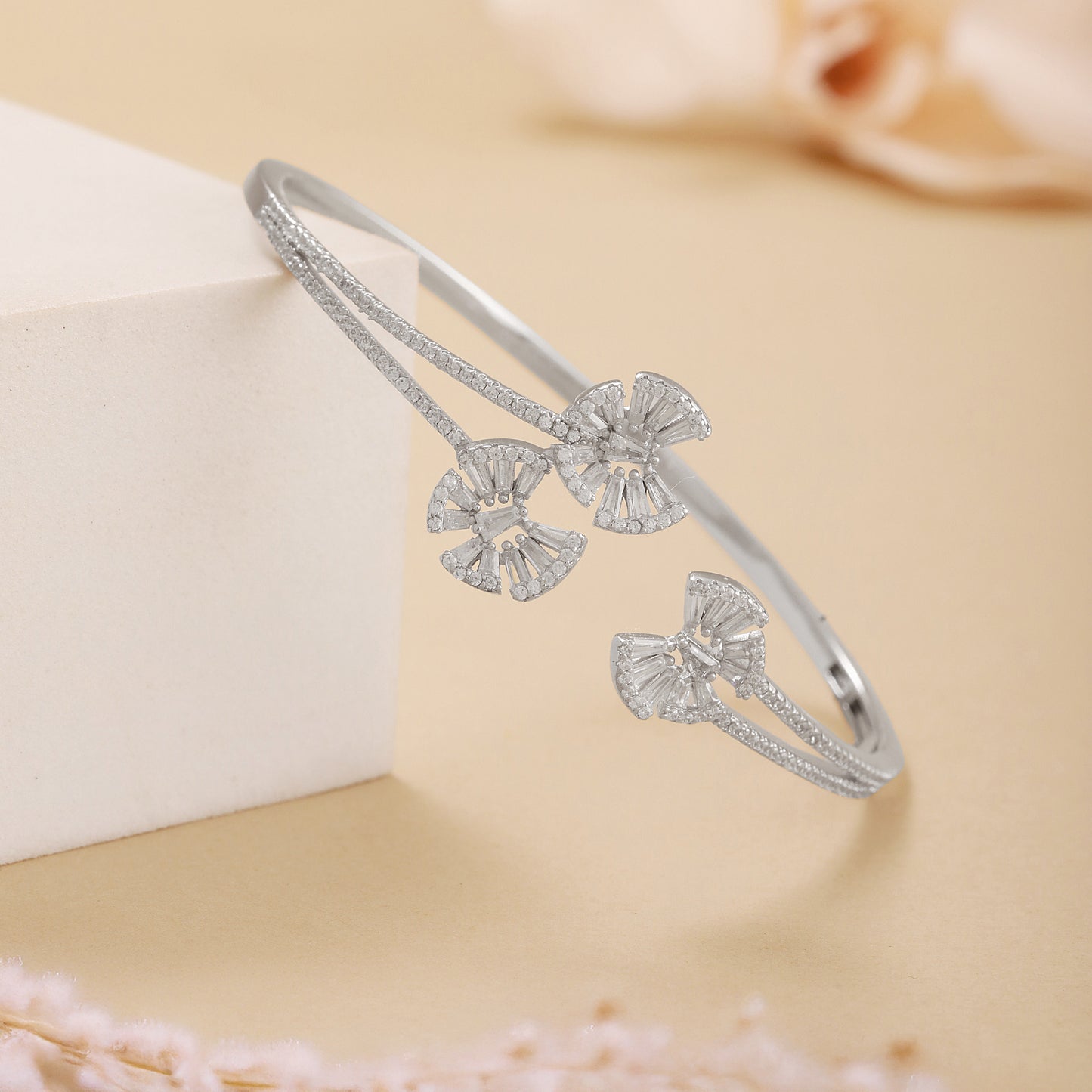 Sterling Silver CZ Bow Bracelet