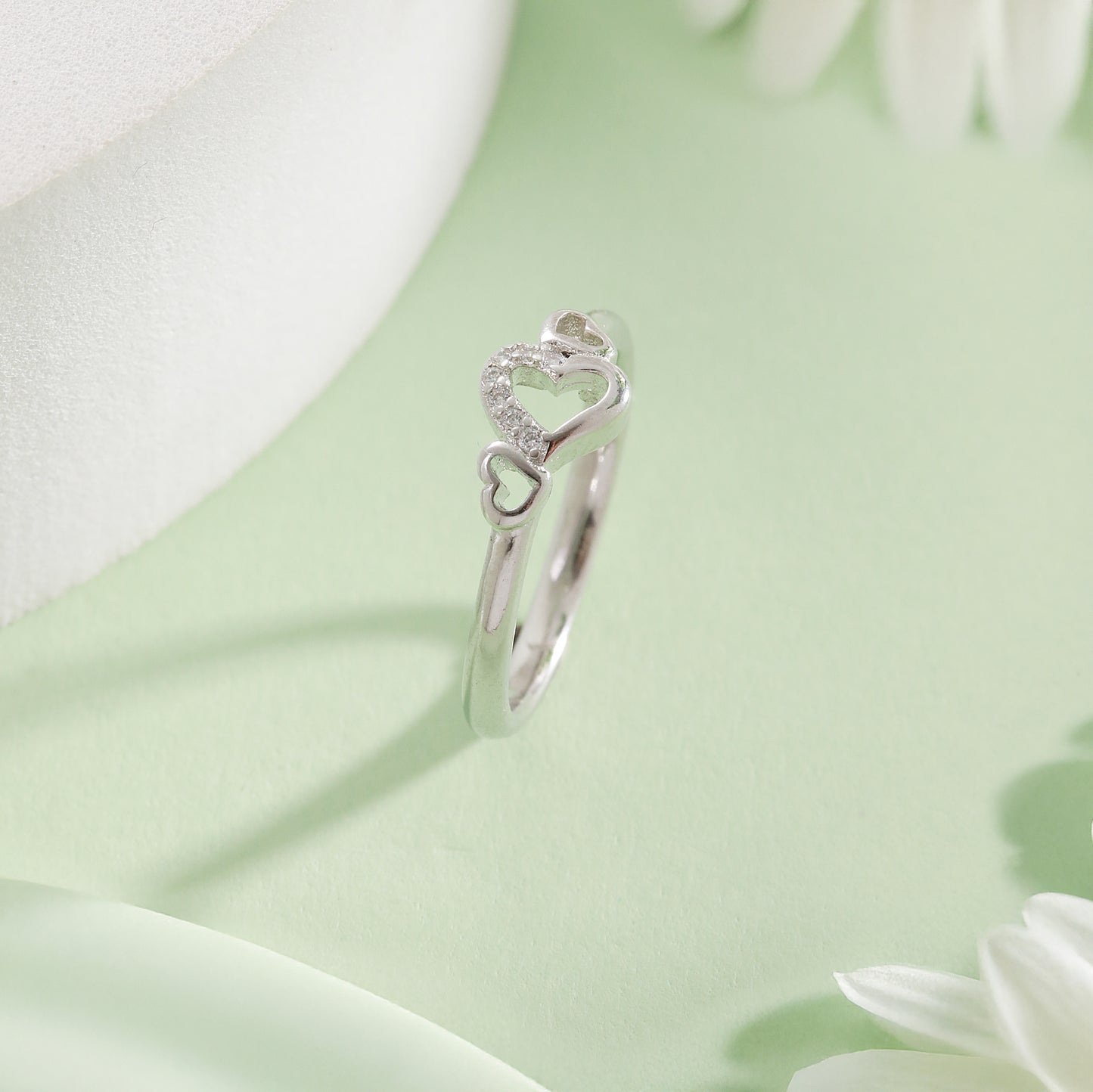925 Silver Ring with Entwined Hearts