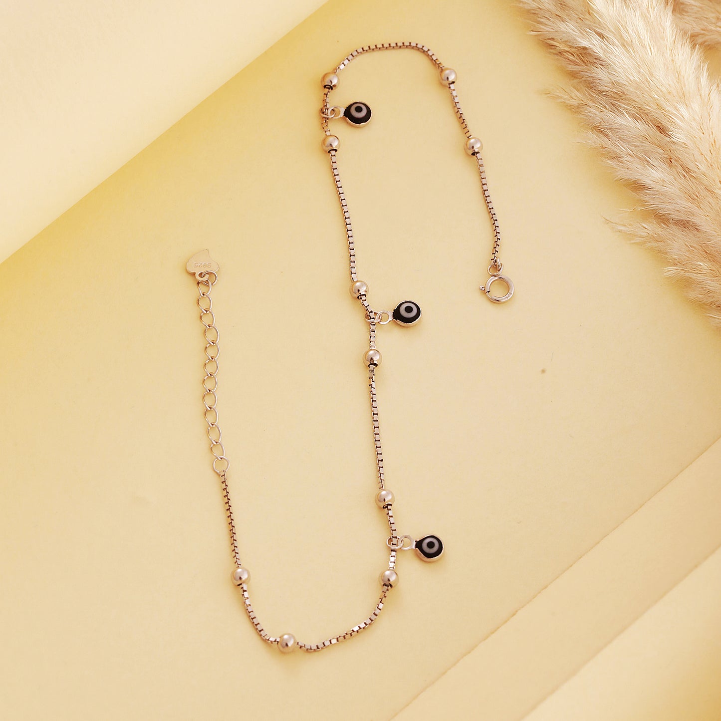 925 Silver Evil Eye Charm Anklet