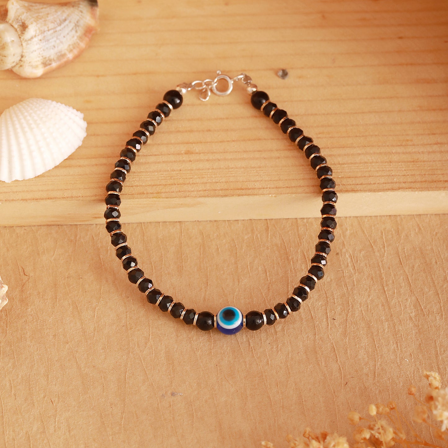 925 Black Beaded Sterling Silver Bracelet