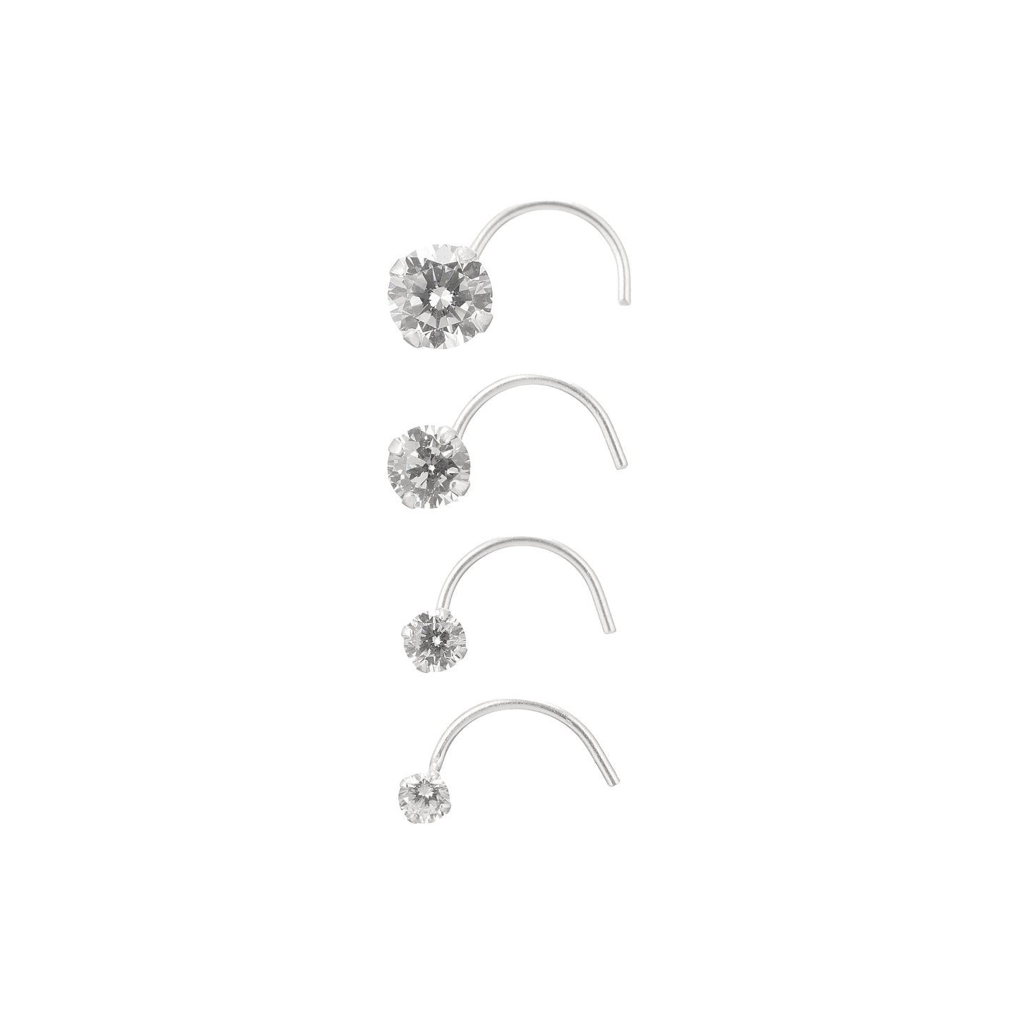 Everyday Sparkle CZ 925 Silver Nosepin - Set of 4