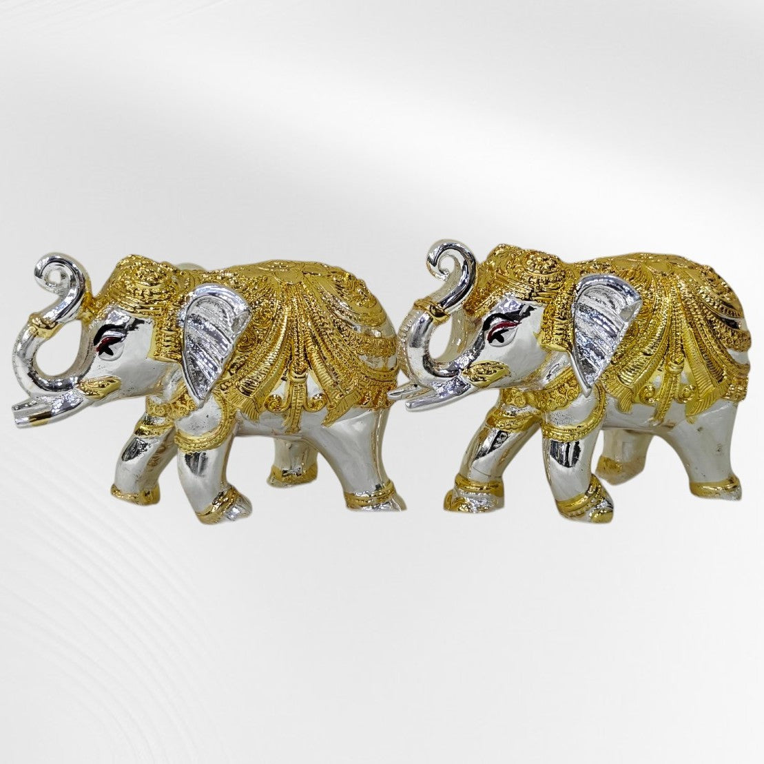Gold Silver Twin Elephant Pair