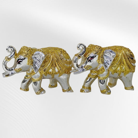 Gold Silver Twin Elephant Pair
