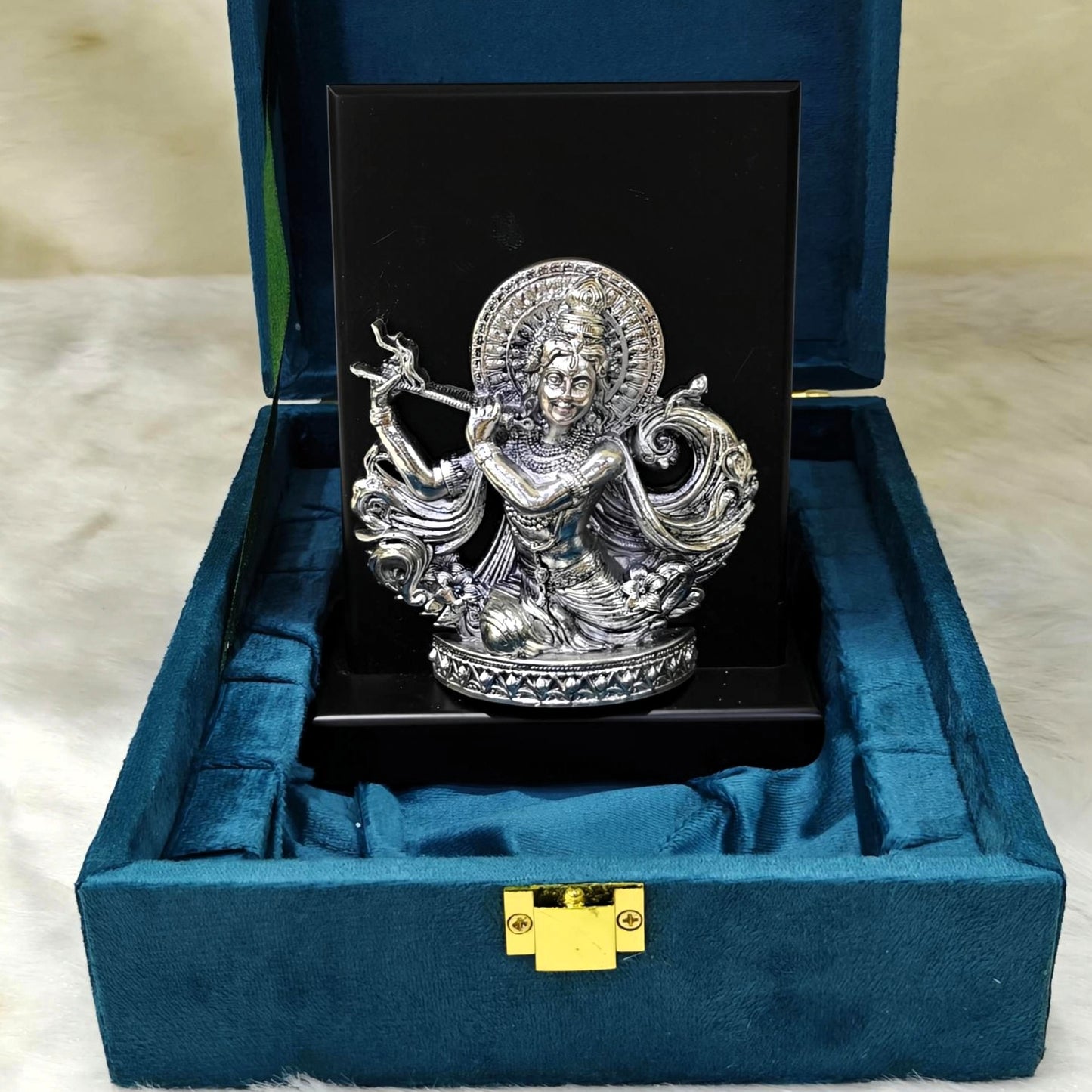 Silver Dancing Krishna Idol