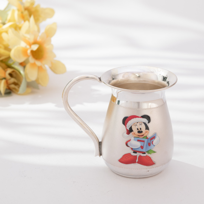 Shiny Silver Baby Cup with Mickey Mouse Design