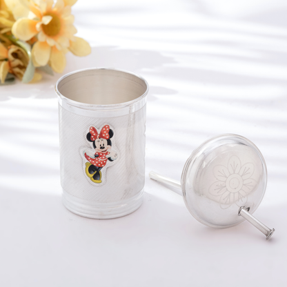 Glossy Silver Sipper Cup with Minnie Mouse Design