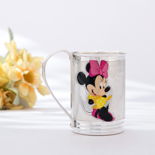 Gleaming Silver Baby Cup with Minnie Mouse Engraving