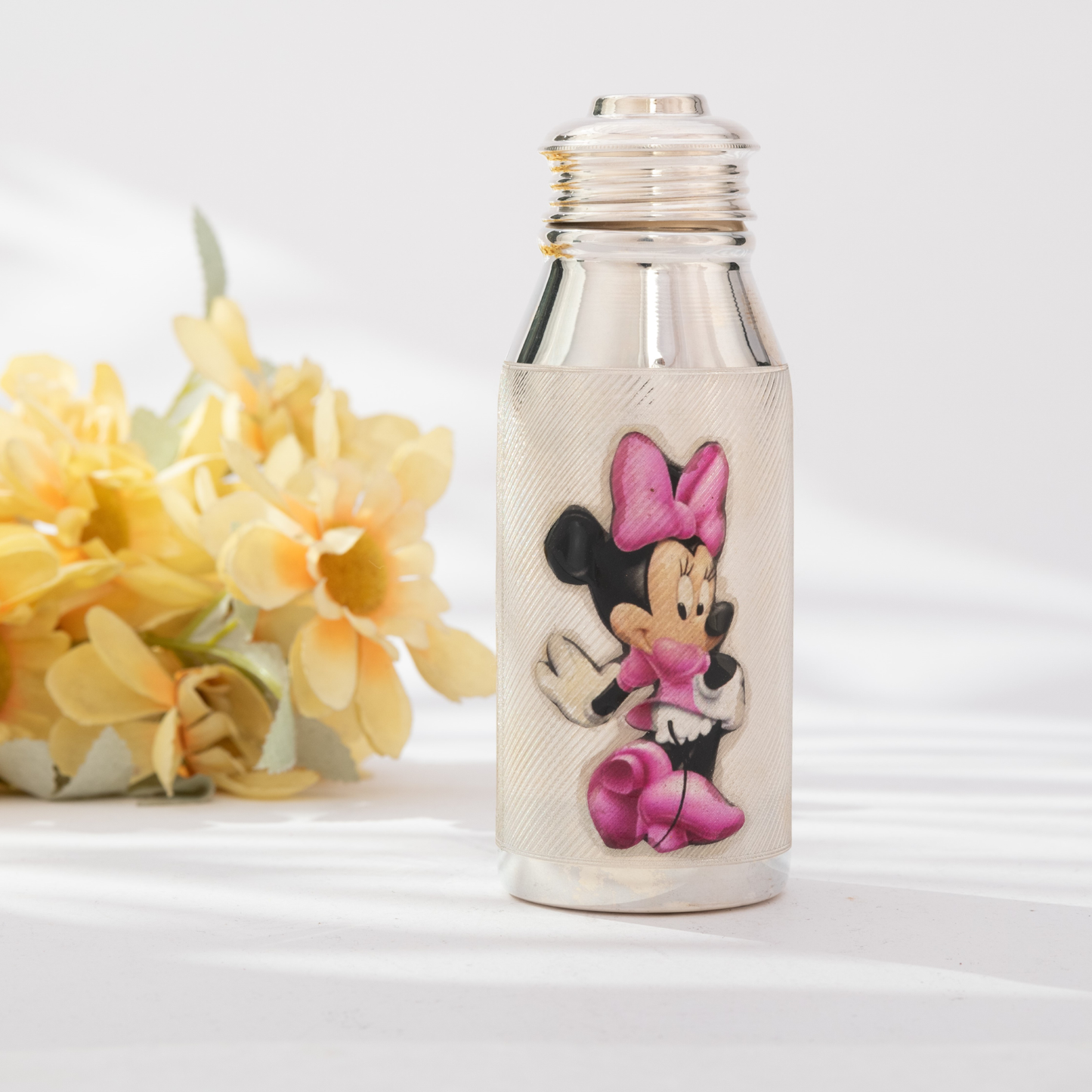 Sttylish Silver Bottle with Minnie Mouse Engraving