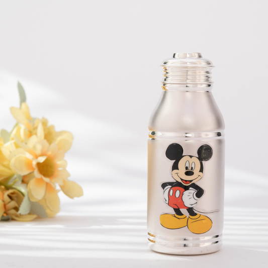 Frosted Silver Bottle with Mickey Mouse Design