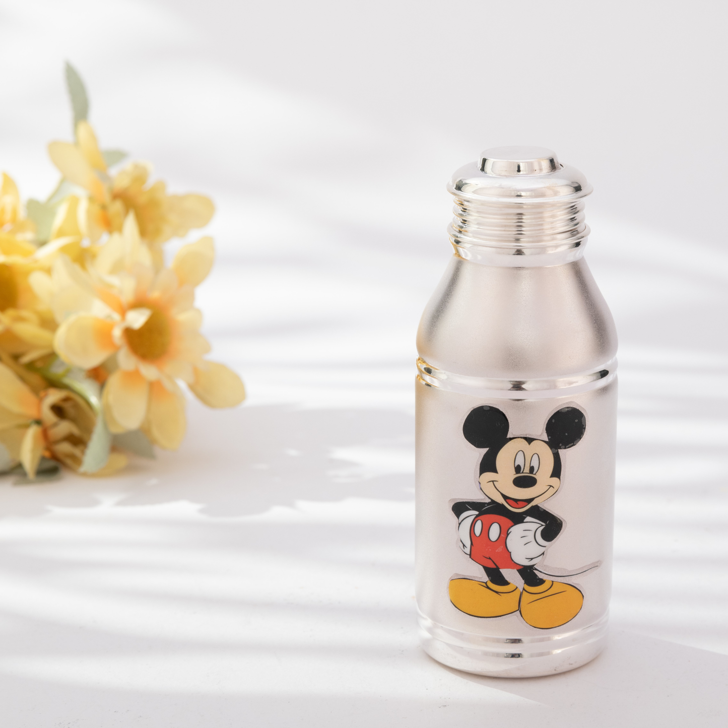 Frosted Silver Bottle with Mickey Mouse Design