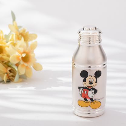 Frosted Silver Bottle with Mickey Mouse Design