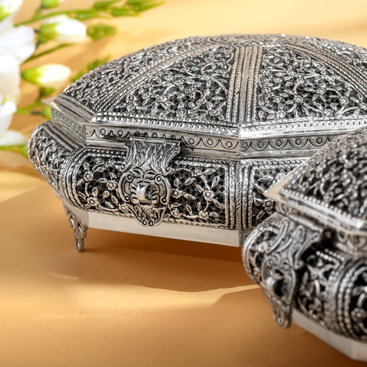 Attractive Nakshi Antique Silver Dry Fruit Boxes