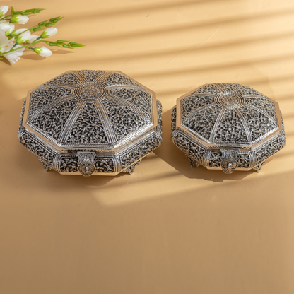 Attractive Nakshi Antique Silver Dry Fruit Boxes