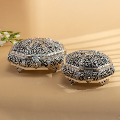 Attractive Nakshi Antique Silver Dry Fruit Boxes