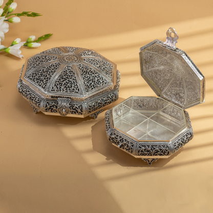 Attractive Nakshi Antique Silver Dry Fruit Boxes