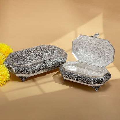 Delicate Nakshi Silver Dry Fruit Boxes in Antique Finish