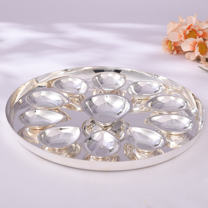 Stunning Silver Diwali Diya Plate Set