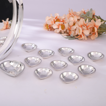 Stunning Silver Diwali Diya Plate Set