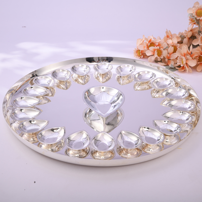 Divine Silver Diwali Diya Plate Set