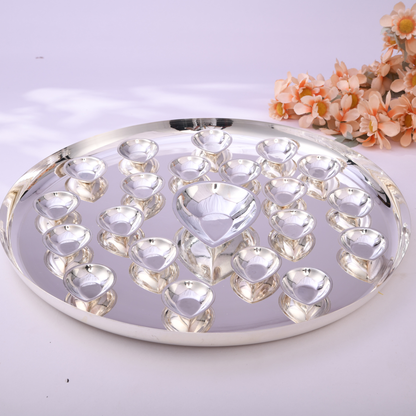 Divine Silver Diwali Diya Plate Set