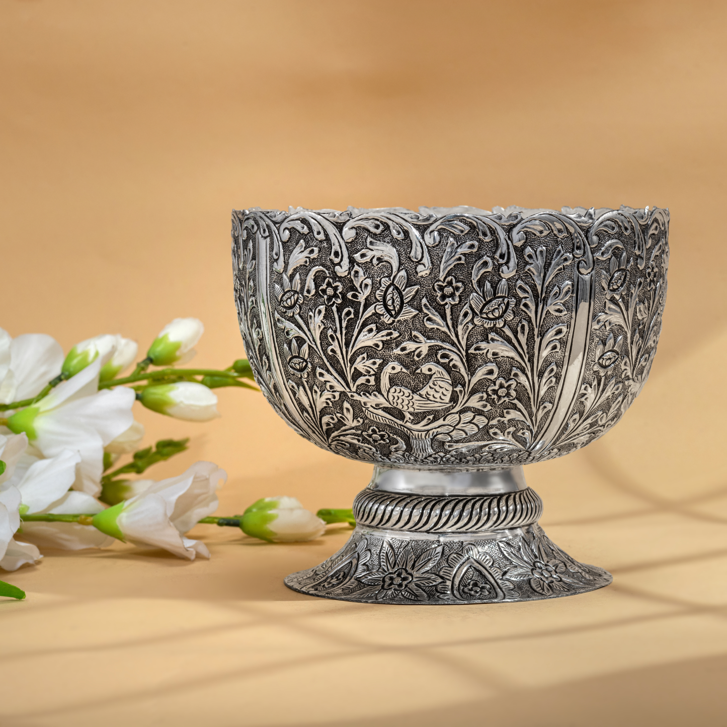 Beautiful Antique Silver Bowl with Delicate Nakshi