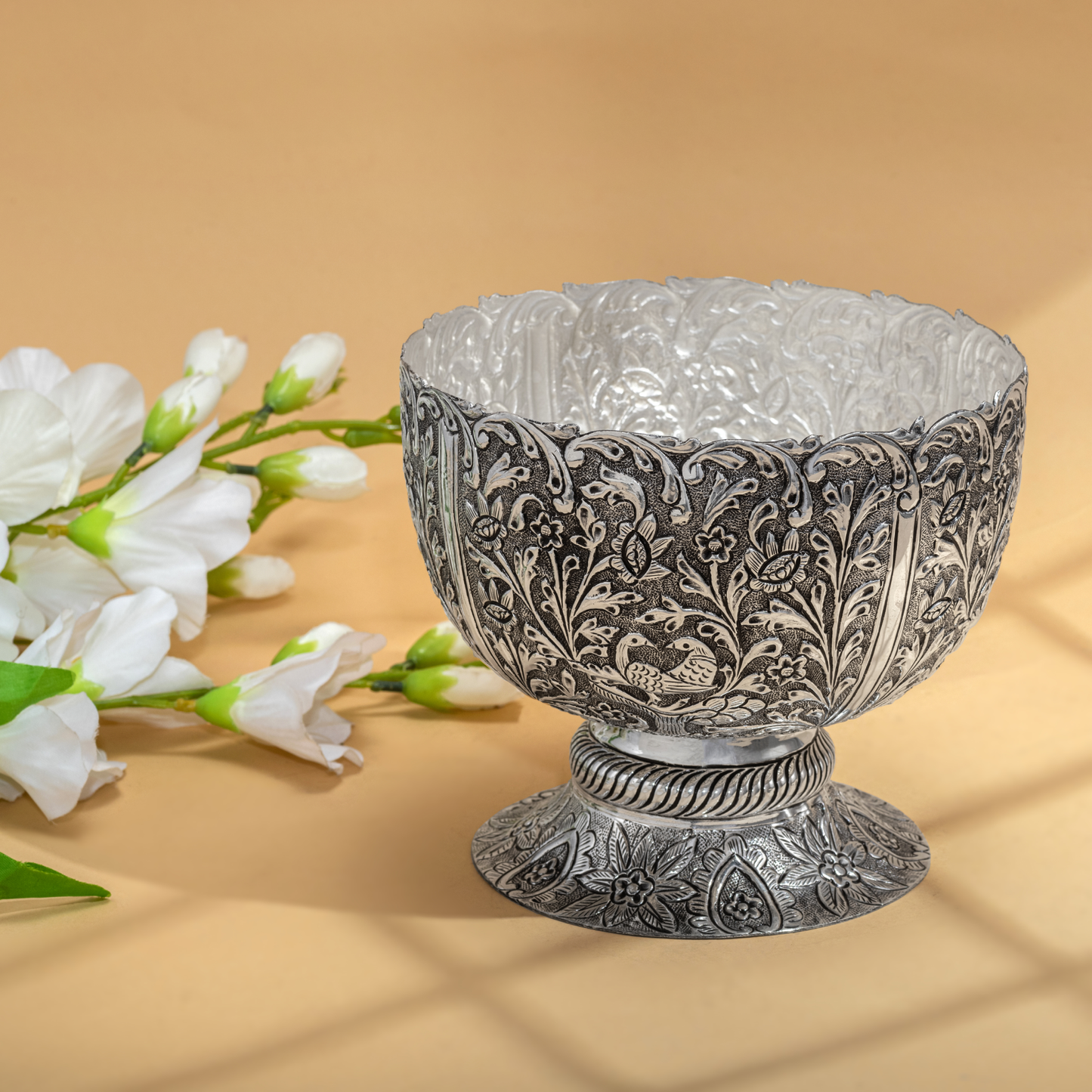 Beautiful Antique Silver Bowl with Delicate Nakshi