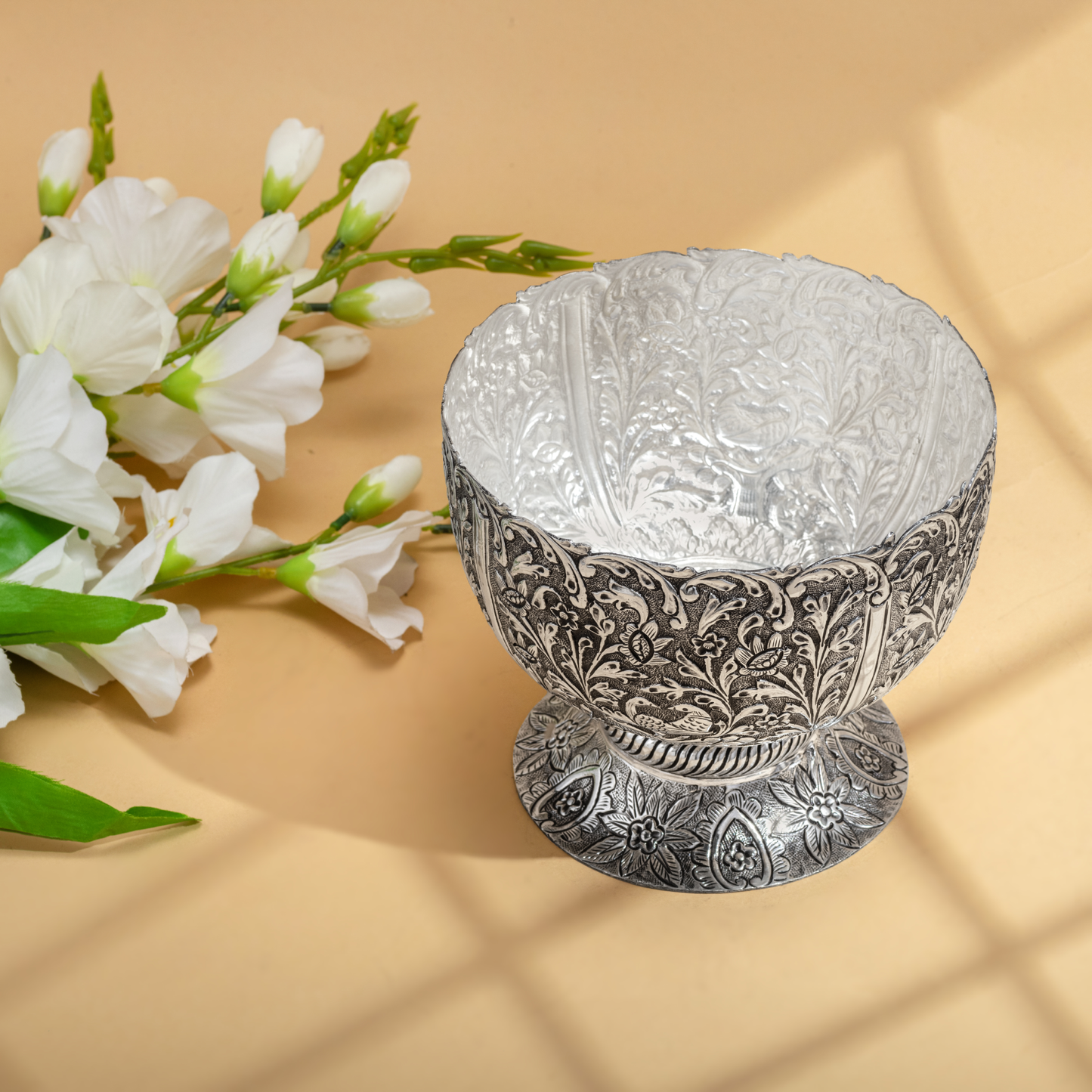 Beautiful Antique Silver Bowl with Delicate Nakshi