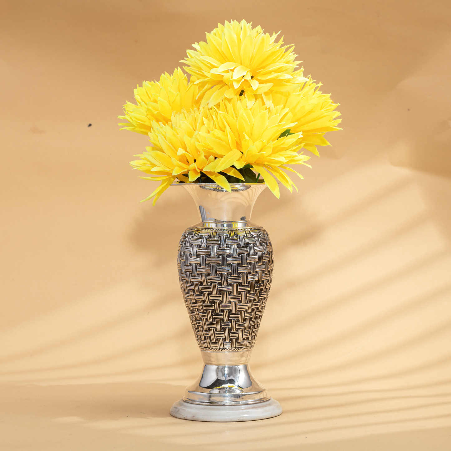 Bespoke Silver Flower Vase with Chataai work in Antique Finish