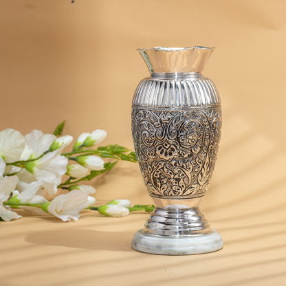 Magnificent Antique Silver Flower Vase with Floral Nakshi