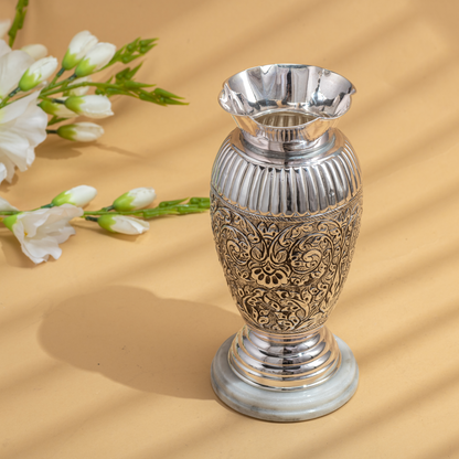 Magnificent Antique Silver Flower Vase with Floral Nakshi