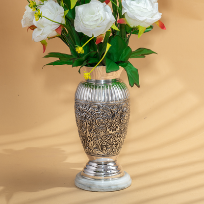 Magnificent Antique Silver Flower Vase with Floral Nakshi