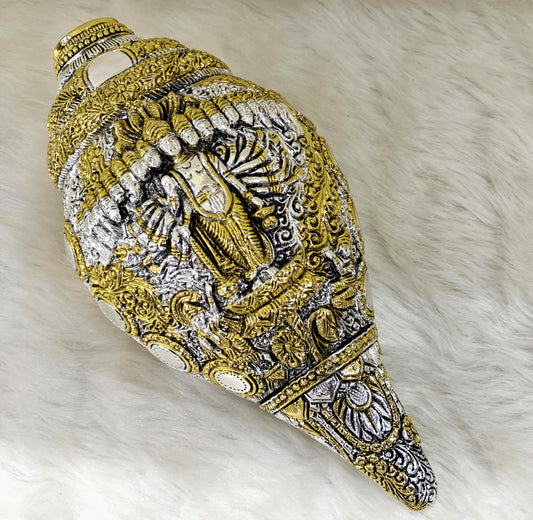 Gold Silver Vishnu Engraved Shankh