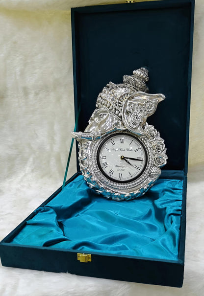 Silver Ganesha Wall Clock