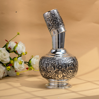 Radiant Floral Nakshi Jug Kunja Set in Antique Silver