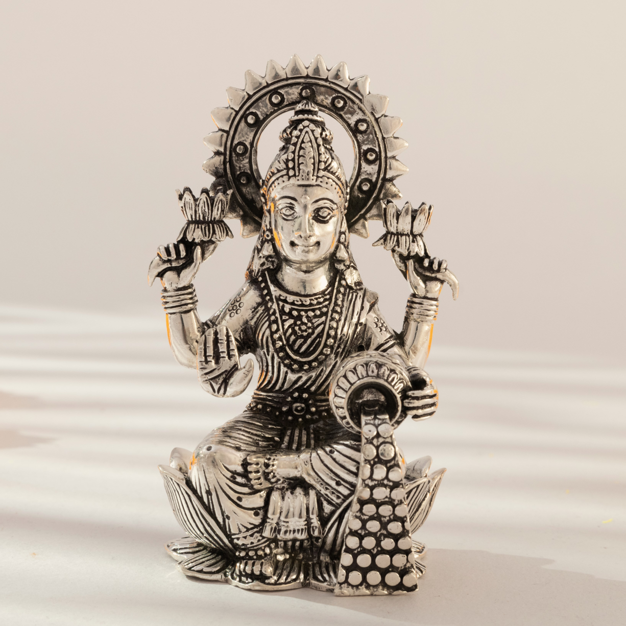 Divine Laxmi Ganesh in Antique Silver Finish