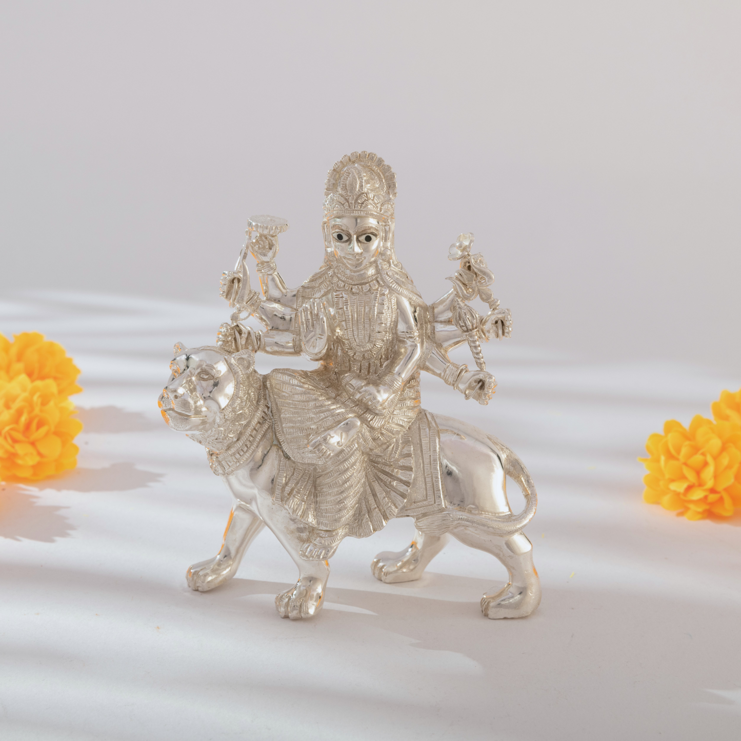 Radiant Pure Silver Goddess Durga Idol