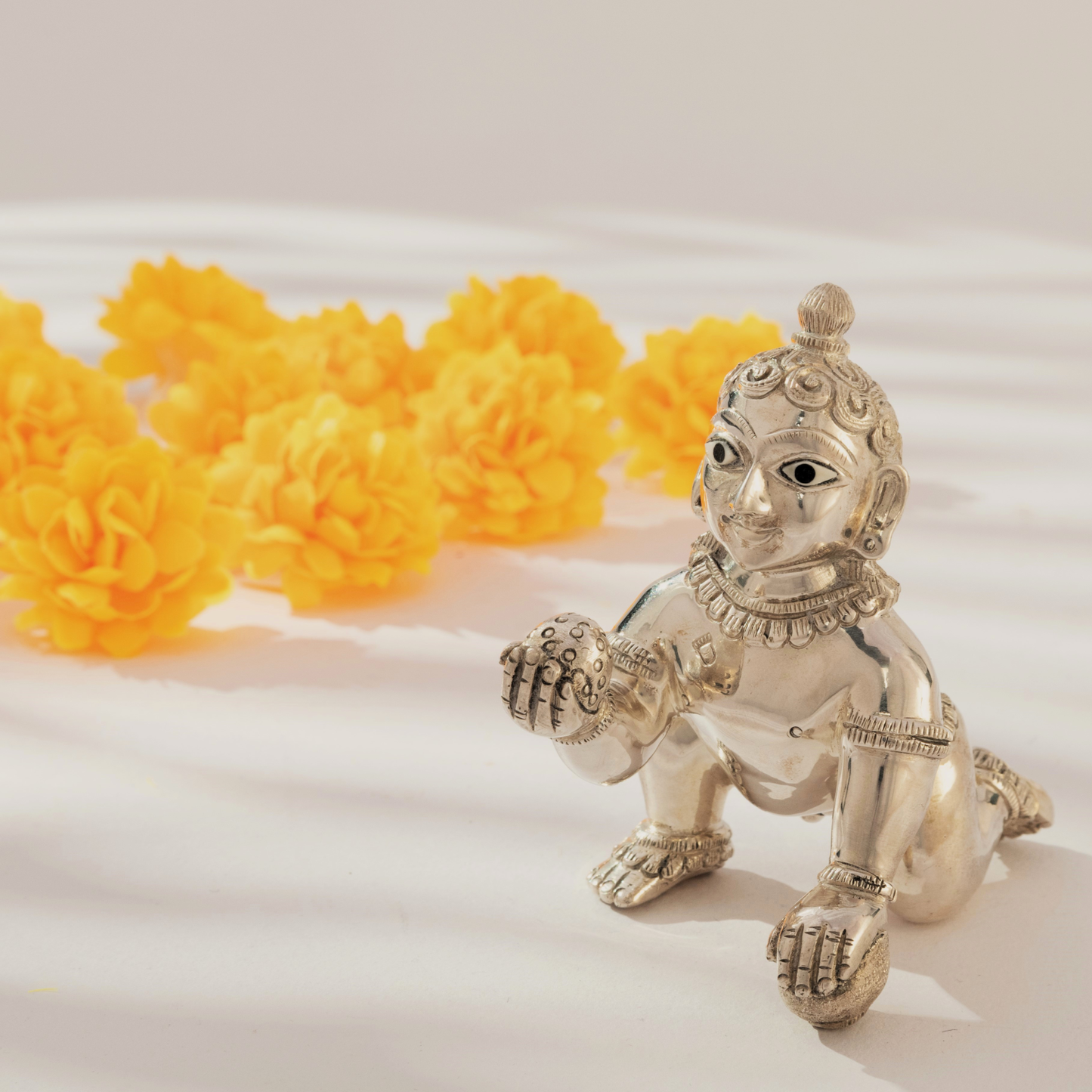 Divine Laddu Gopal Idol in Shiny Silver