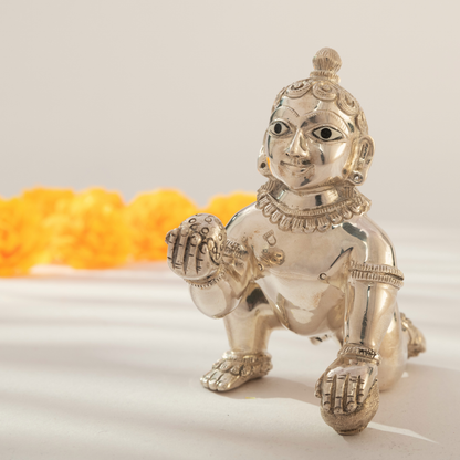 Divine Laddu Gopal Idol in Shiny Silver