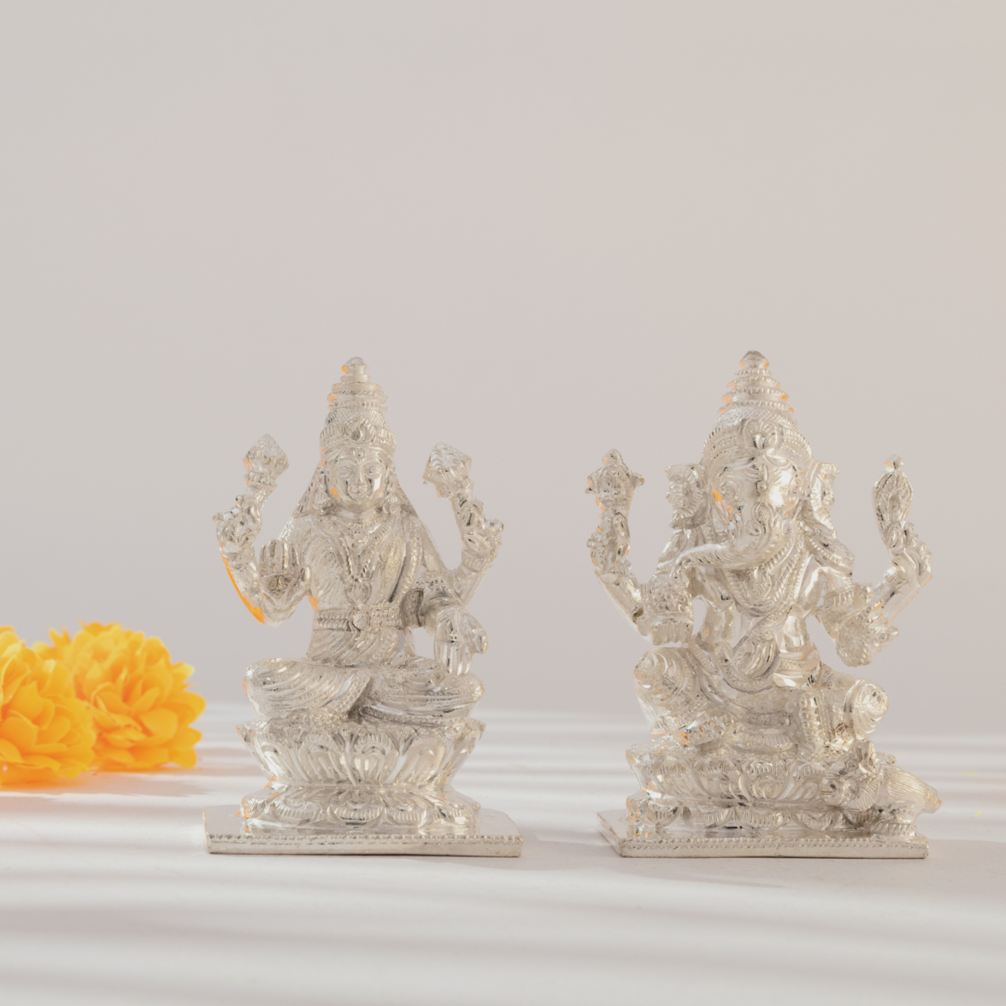 Pure Silver Goddess Lakshmi and Lord Ganesh set